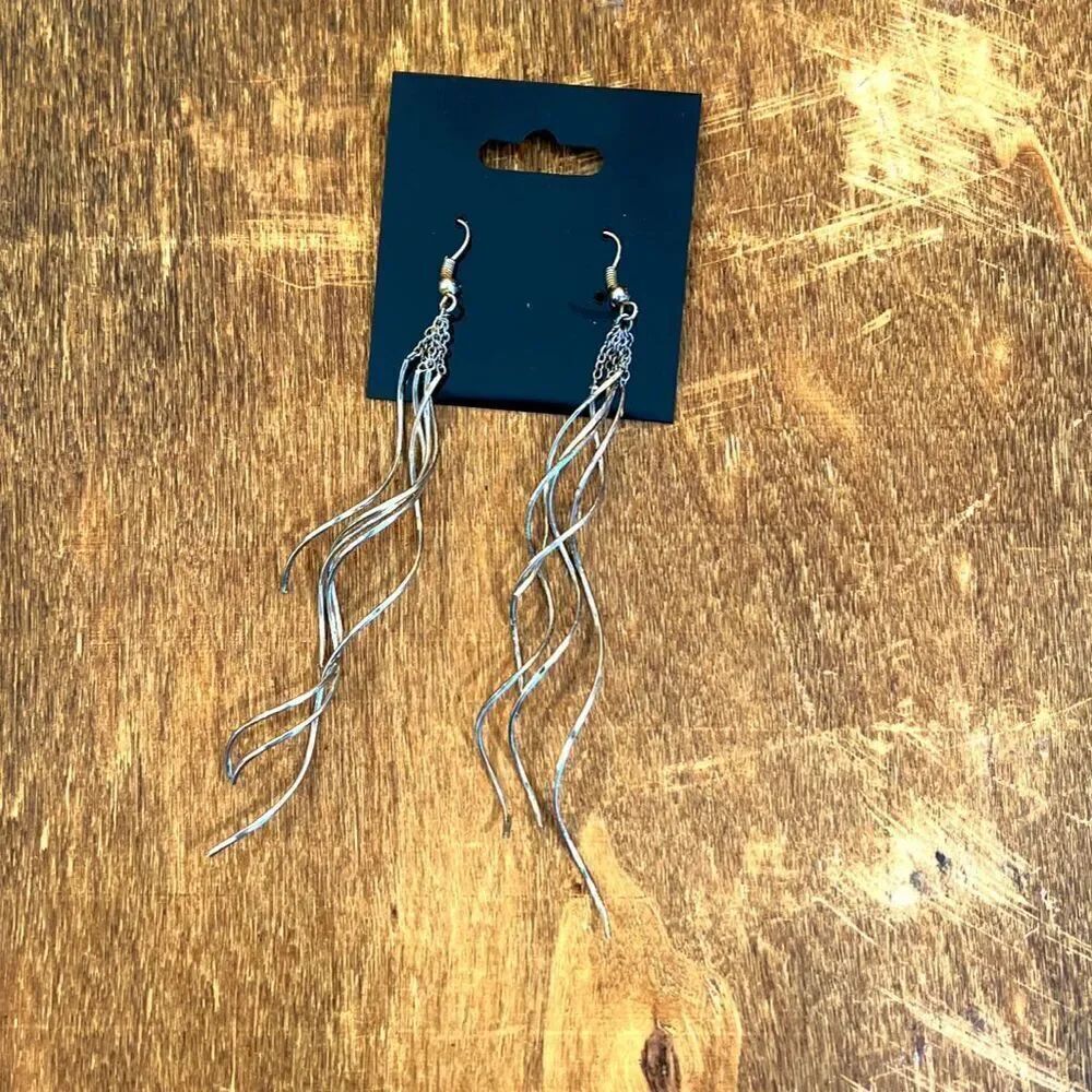 Silver plated multi spiral modern dangle earrings